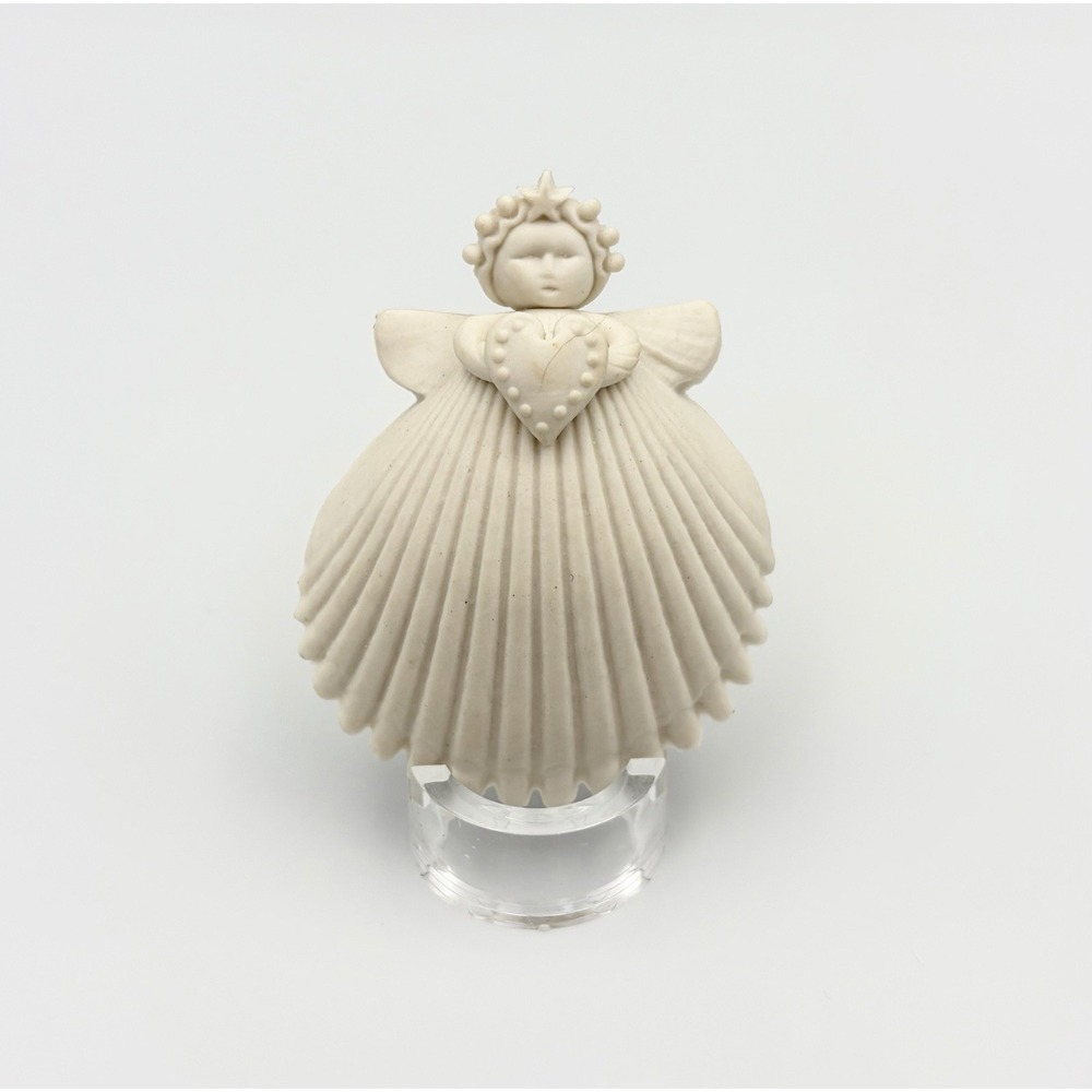 Margaret Furlong 1994 Miniature Heart Angel 2" Bisque Porcelain Ornament VTG